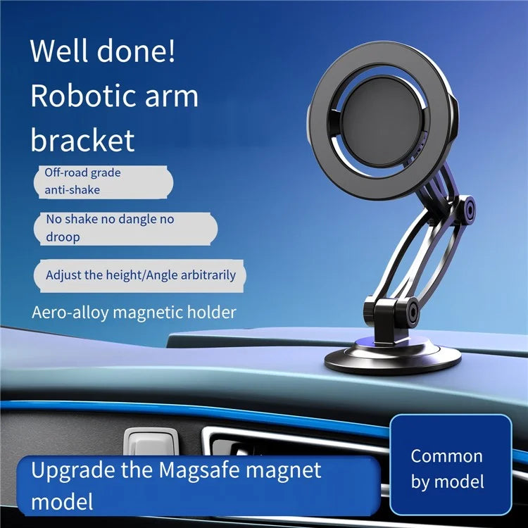 HD-030 Car Dashboard Mount Magnetic Phone Holder Alloy Adjustable Cellphone Stand