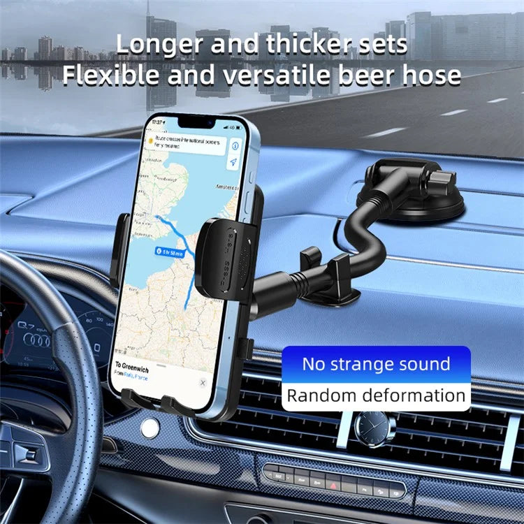 L005+M002 360 Degree Ball Head Car Suction Cup Base Long Arm Phone Holder Bracket
