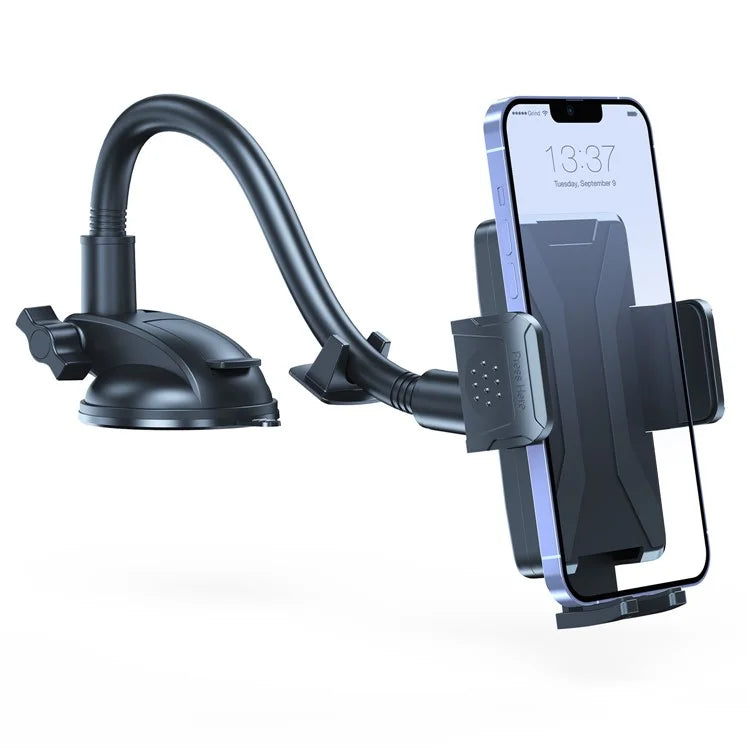 L005L+M006 Car Bendable Long Arm Cell Phone Holder Bracket with Suction Cup Base