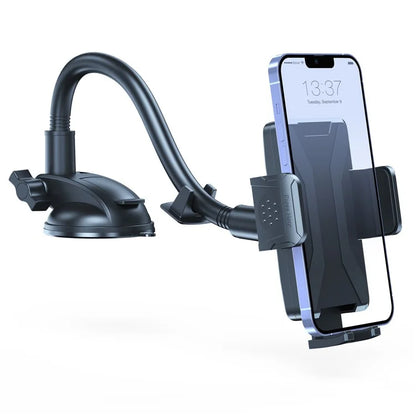 L005L+M006 Car Bendable Long Arm Cell Phone Holder Bracket with Suction Cup Base