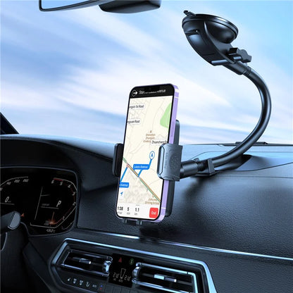 L005L+M006 Car Bendable Long Arm Cell Phone Holder Bracket with Suction Cup Base