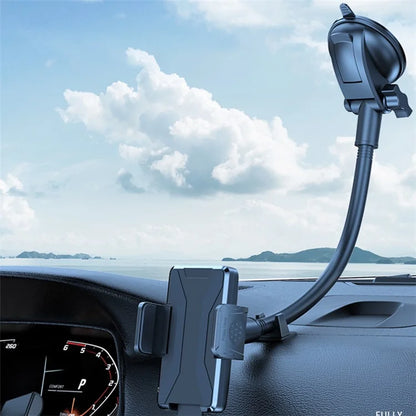 L005L+M006 Car Bendable Long Arm Cell Phone Holder Bracket with Suction Cup Base