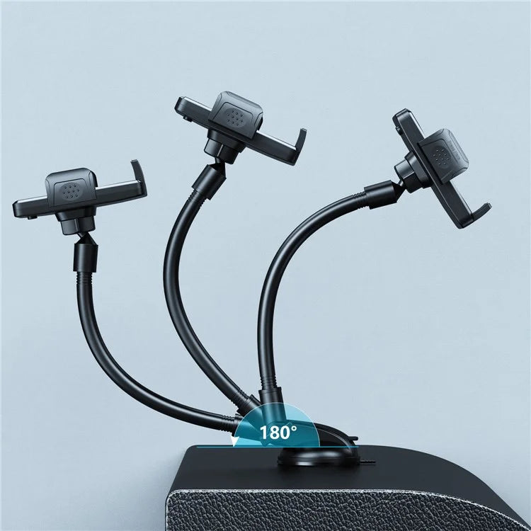 L005L+M006 Car Bendable Long Arm Cell Phone Holder Bracket with Suction Cup Base