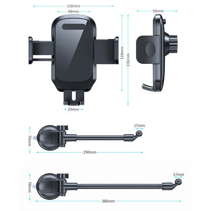 L005L+M013 38cm Long Arm Car Suction Cup Mount Telescopic Cell Phone Holder Bracket