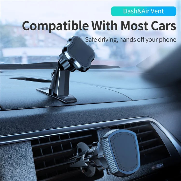 L004+T002 Adhesive Car Dashboard Mout Clover Shape Magnetic Phone Holder Bracket