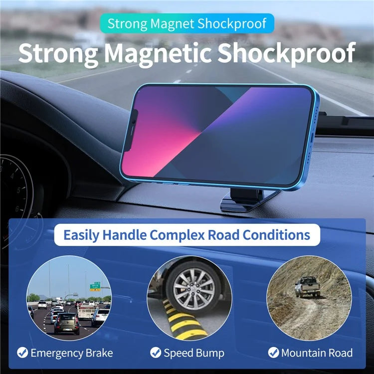 L004+T002 Adhesive Car Dashboard Mout Clover Shape Magnetic Phone Holder Bracket