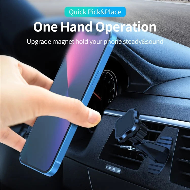 L004+T002 Adhesive Car Dashboard Mout Clover Shape Magnetic Phone Holder Bracket