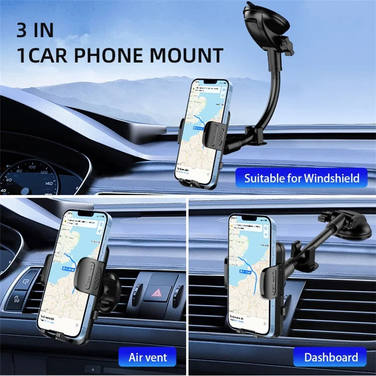 L005L+M002 38cm Long Arm Car Suction Cup Base 360 Degree Ball Head Phone Holder Bracket
