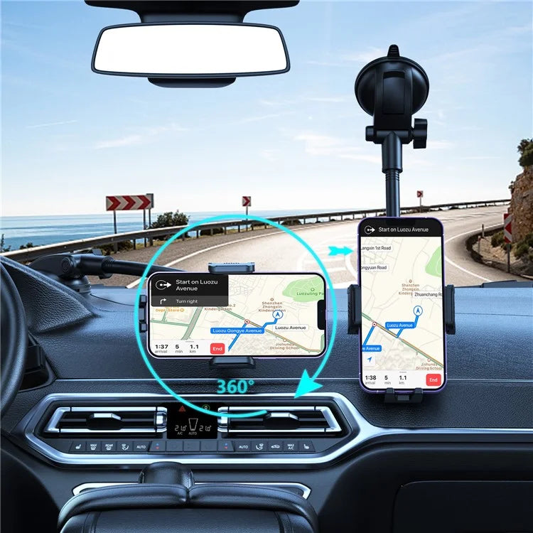 L005+M006 For Car Dashboard / Windshield 29cm Long Arm Suction Cup Base Phone Holder Bracket
