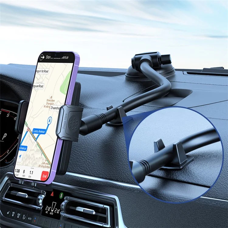 L005+M006 For Car Dashboard / Windshield 29cm Long Arm Suction Cup Base Phone Holder Bracket