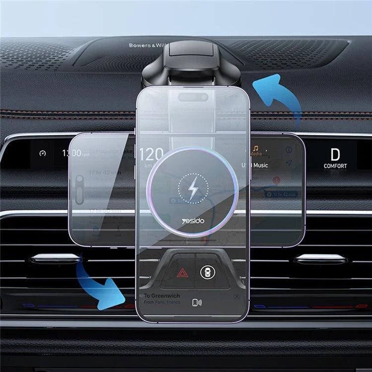 YESIDO C292 15W Magnetic Wireless Charger Cellphone Holder Bracket with Ambient Light