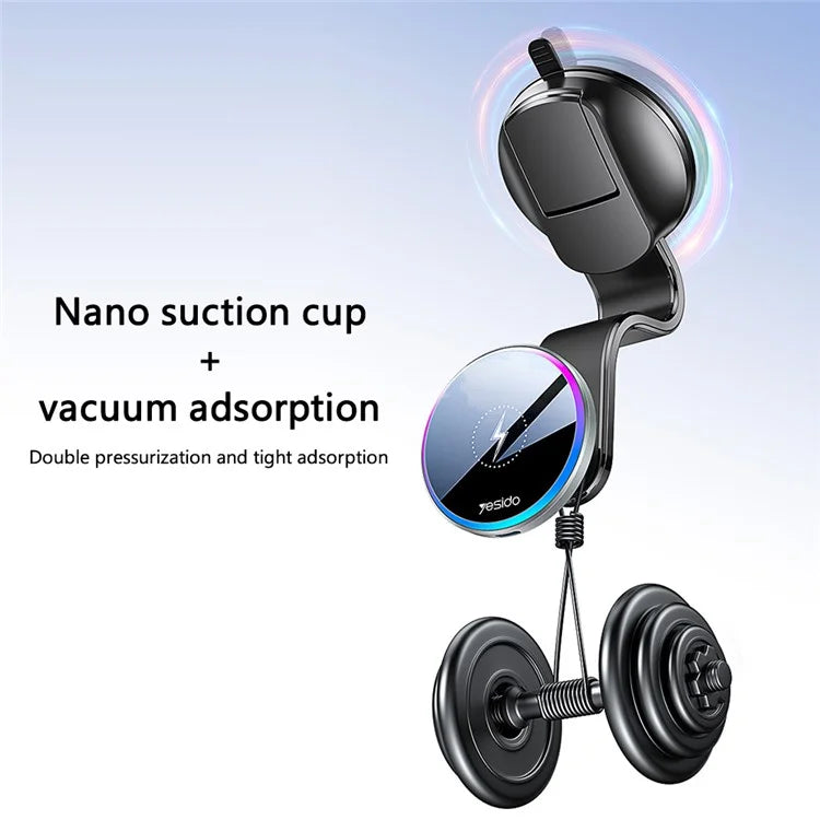 YESIDO C292 15W Magnetic Wireless Charger Cellphone Holder Bracket with Ambient Light