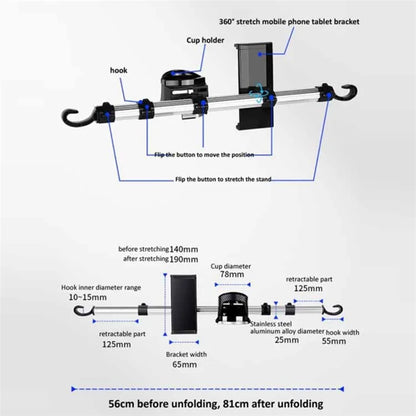 3-in-1 Car Back Seat Phone Tablet Holder Cup Holder Hanging Hook Headrest Mount Multifunction Bracket
