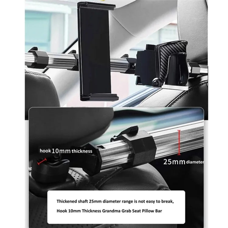 3-in-1 Car Back Seat Phone Tablet Holder Cup Holder Hanging Hook Headrest Mount Multifunction Bracket