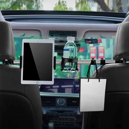 3-in-1 Car Back Seat Phone Tablet Holder Cup Holder Hanging Hook Headrest Mount Multifunction Bracket