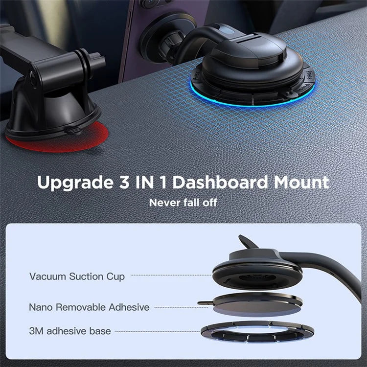 JOYROOM JR-ZS366-W Magnetic Phone Holder Air Vent + Dashboard 2-in-1 Suction Car Mount Set