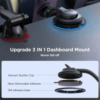 JOYROOM JR-ZS366-W Magnetic Phone Holder Air Vent + Dashboard 2-in-1 Suction Car Mount Set