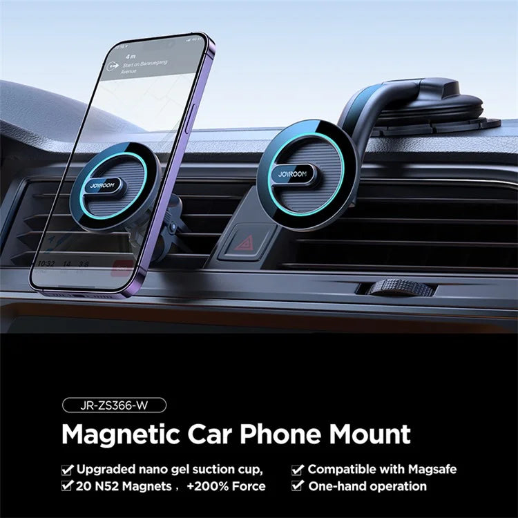 JOYROOM JR-ZS366-W Magnetic Phone Holder Air Vent + Dashboard 2-in-1 Suction Car Mount Set