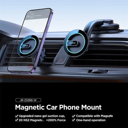 JOYROOM JR-ZS366-W Magnetic Phone Holder Air Vent + Dashboard 2-in-1 Suction Car Mount Set