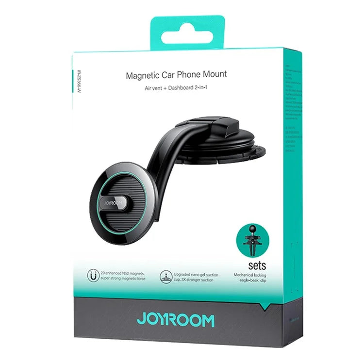 JOYROOM JR-ZS366-W Magnetic Phone Holder Air Vent + Dashboard 2-in-1 Suction Car Mount Set