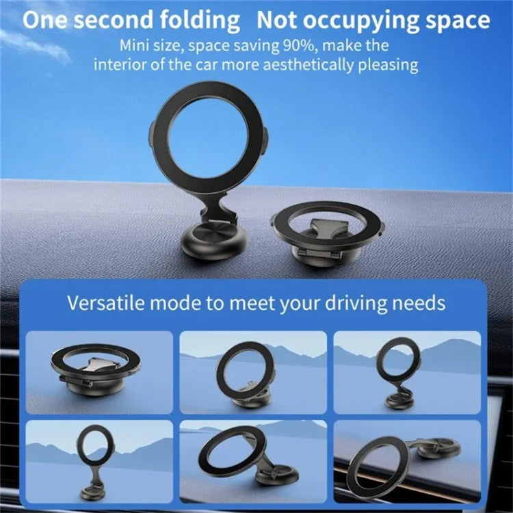 Magnetic Car Phone Holder 720 Degree Rotation Car Mount Alloy Foldable Phone Stand