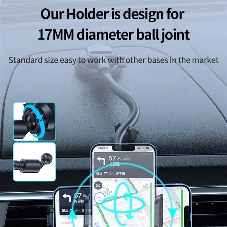 L005L+M082 Car Dashboard Windshield Phone Holder Suction Cup Base Adjustable Cellphone Bracket