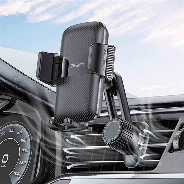 YESIDO C242 Air Vent Phone Holder Adjustable Car Phone Mount with Hook Clip