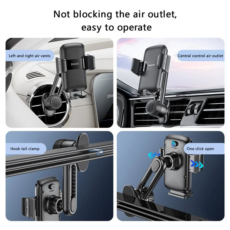YESIDO C242 Air Vent Phone Holder Adjustable Car Phone Mount with Hook Clip