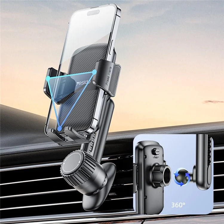 YESIDO C242 Air Vent Phone Holder Adjustable Car Phone Mount with Hook Clip