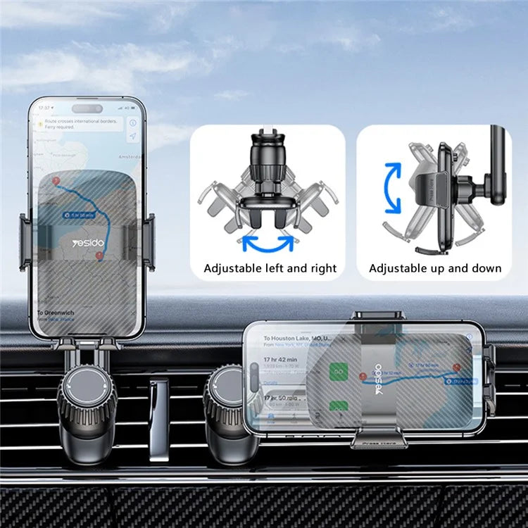 YESIDO C242 Air Vent Phone Holder Adjustable Car Phone Mount with Hook Clip