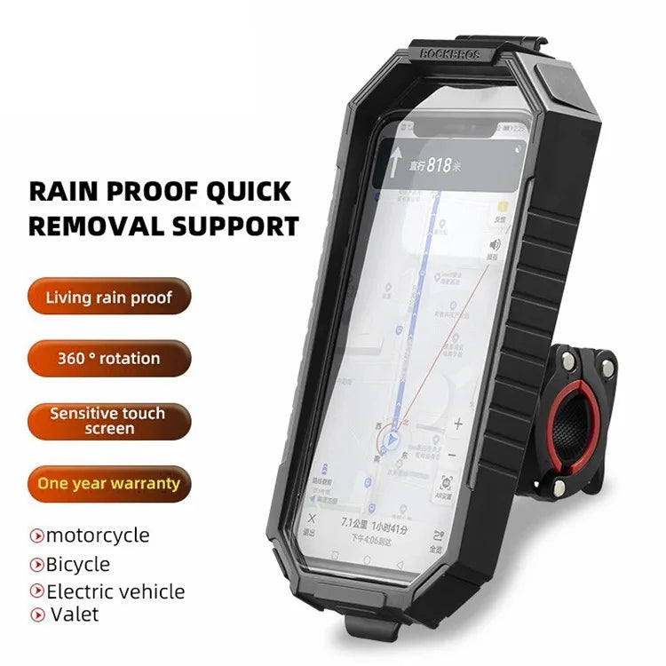 ROCKBROS Rainproof Handlebar E-Bike Mobile Phone Bracket PET Touch Screen Bike Phone Holder