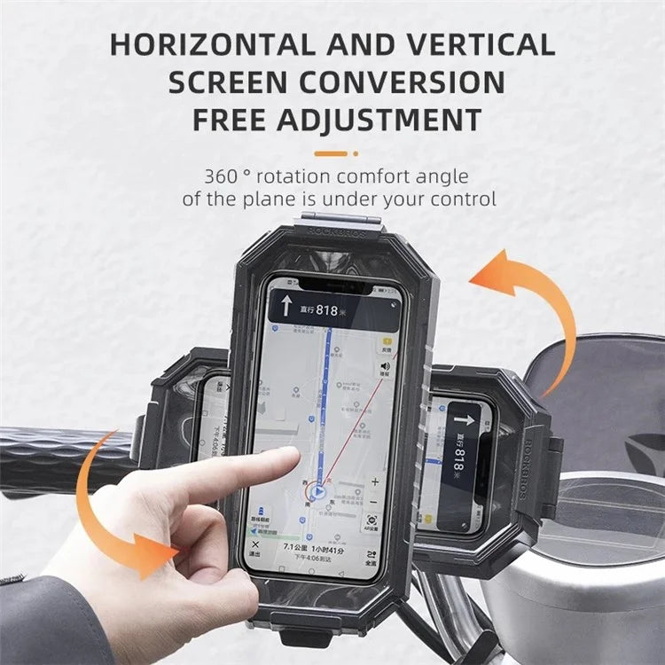 ROCKBROS Rainproof Handlebar E-Bike Mobile Phone Bracket PET Touch Screen Bike Phone Holder