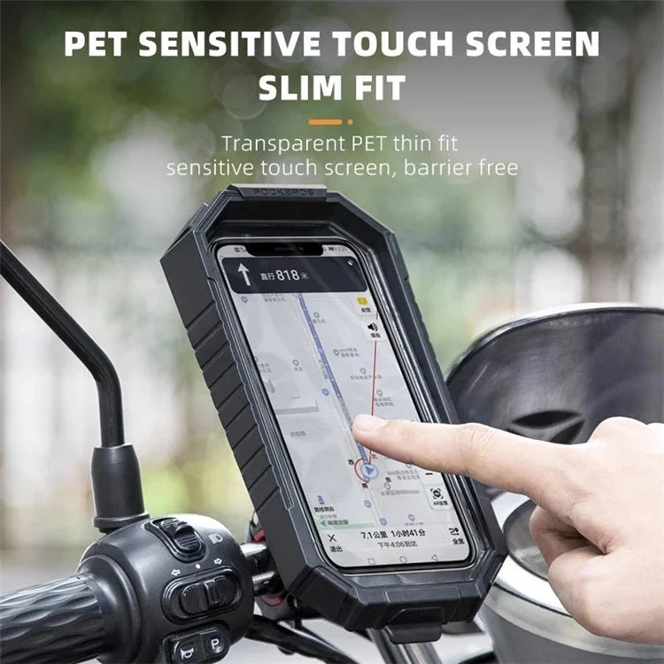 ROCKBROS Rainproof Handlebar E-Bike Mobile Phone Bracket PET Touch Screen Bike Phone Holder