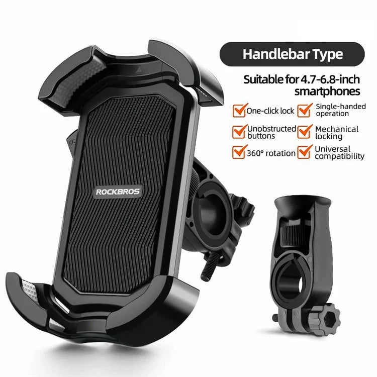 ROCKBROS HW-128 Bicycle E-Bike Phone Mount Bracket Shockproof Motorcycle Cell Phone Holder