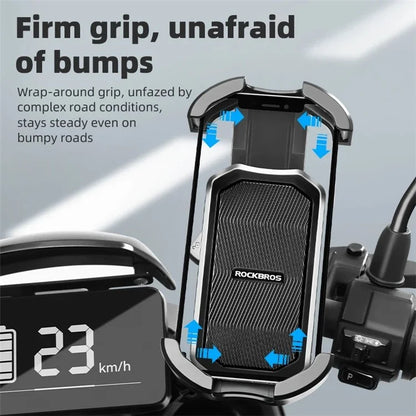 ROCKBROS HW-128 Bicycle E-Bike Phone Mount Bracket Shockproof Motorcycle Cell Phone Holder