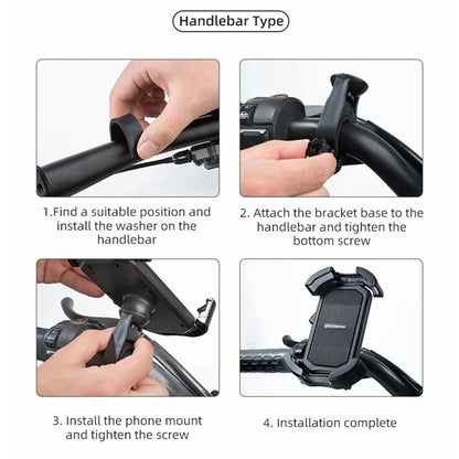 ROCKBROS HW-128 Bicycle E-Bike Phone Mount Bracket Shockproof Motorcycle Cell Phone Holder