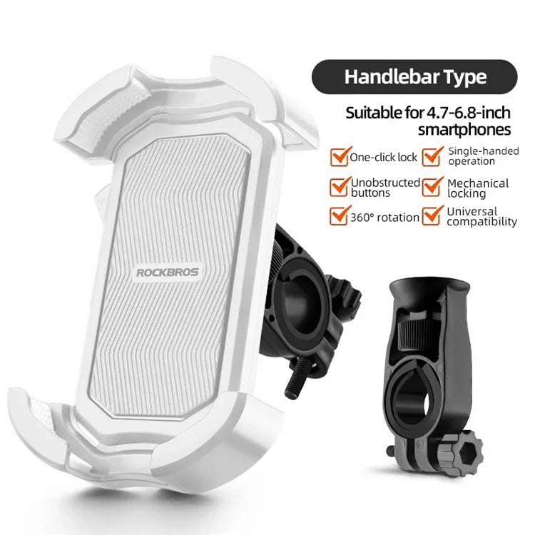ROCKBROS HW-128 Bicycle E-Bike Phone Mount Bracket Shockproof Motorcycle Cell Phone Holder