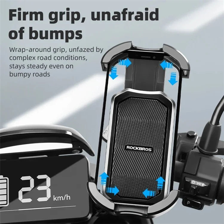 ROCKBROS HW-128 Bicycle E-Bike Phone Mount Bracket Shockproof Motorcycle Cell Phone Holder