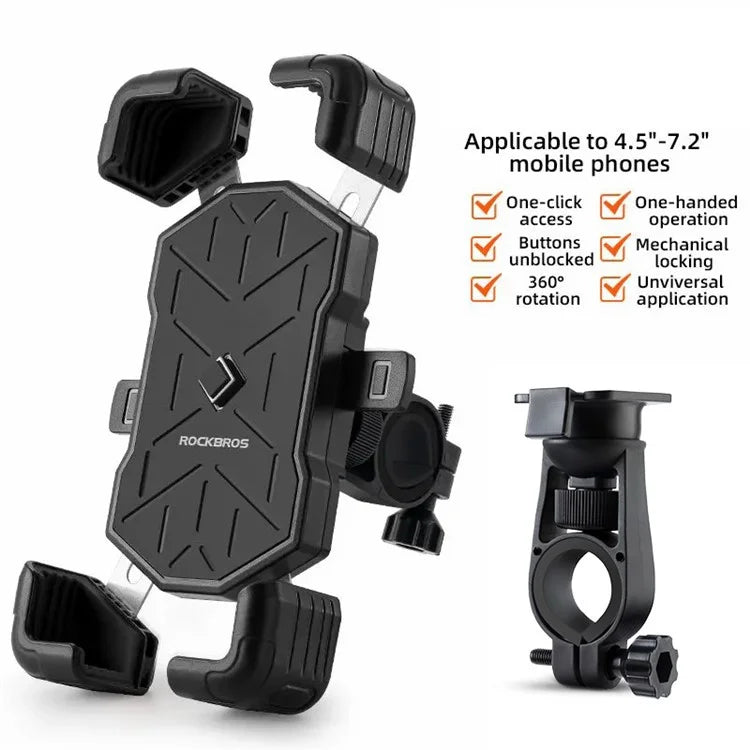 ROCKBROS HW-117 E-Bike Cell Phone Holder Motorcycle Bicycle Quick-Release Phone Bracket for 4.5"-7.2" Devices
