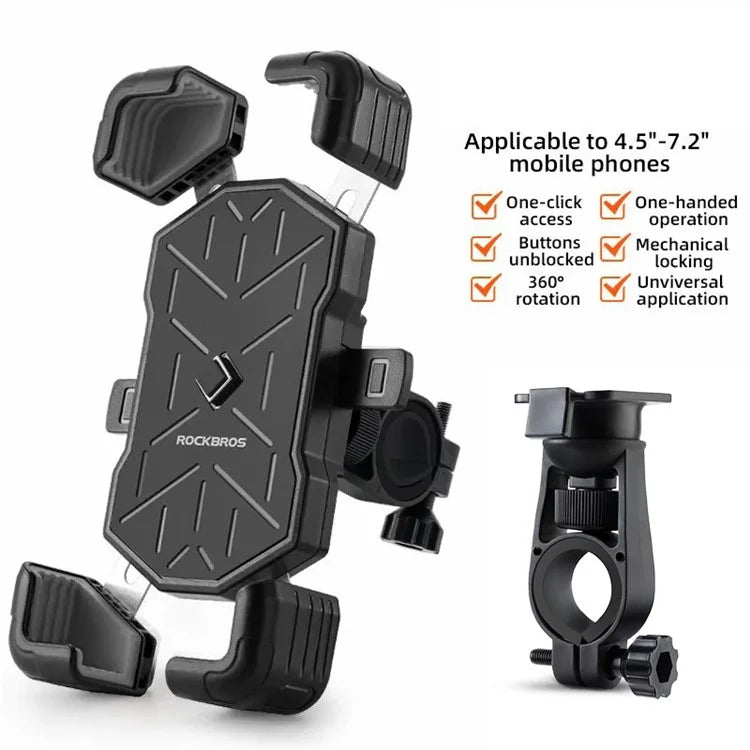 ROCKBROS HW-117 E-Bike Cell Phone Holder Motorcycle Bicycle Quick-Release Phone Bracket for 4.5"-7.2" Devices