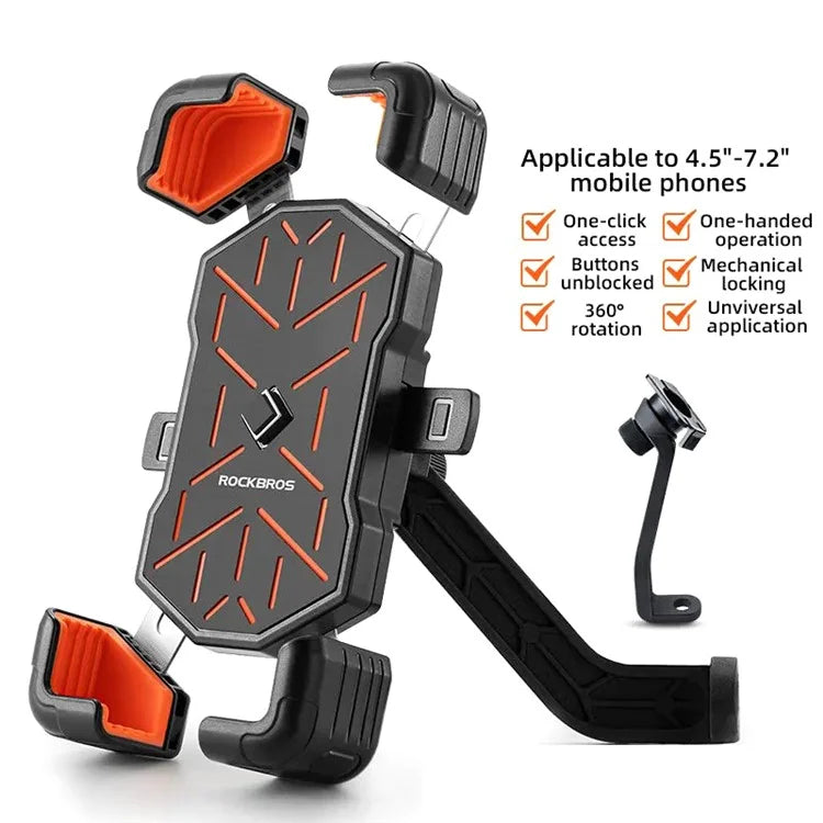 ROCKBROS HW-117 E-Bike Cell Phone Holder Motorcycle Bicycle Quick-Release Phone Bracket for 4.5"-7.2" Devices