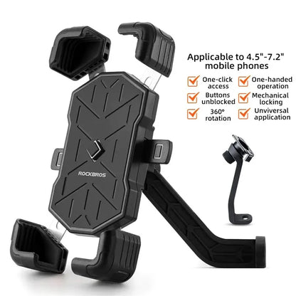 ROCKBROS HW-117 E-Bike Cell Phone Holder Motorcycle Bicycle Quick-Release Phone Bracket for 4.5"-7.2" Devices