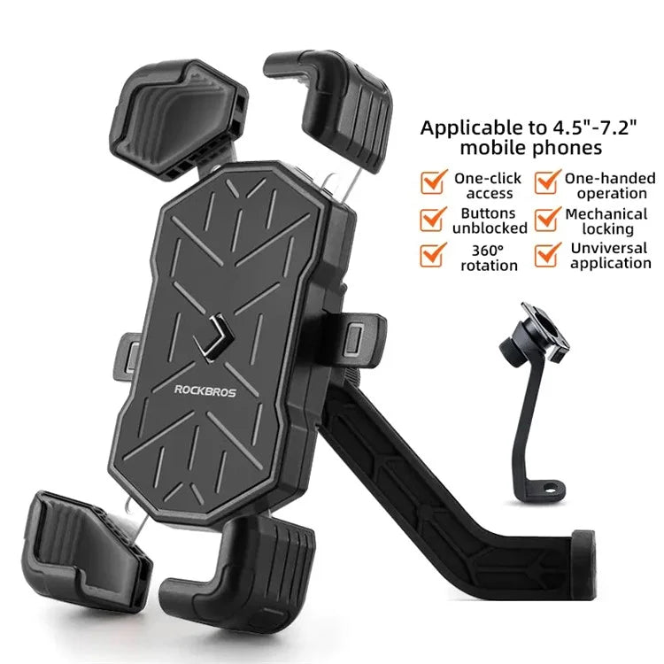 ROCKBROS HW-117 E-Bike Cell Phone Holder Motorcycle Bicycle Quick-Release Phone Bracket for 4.5"-7.2" Devices