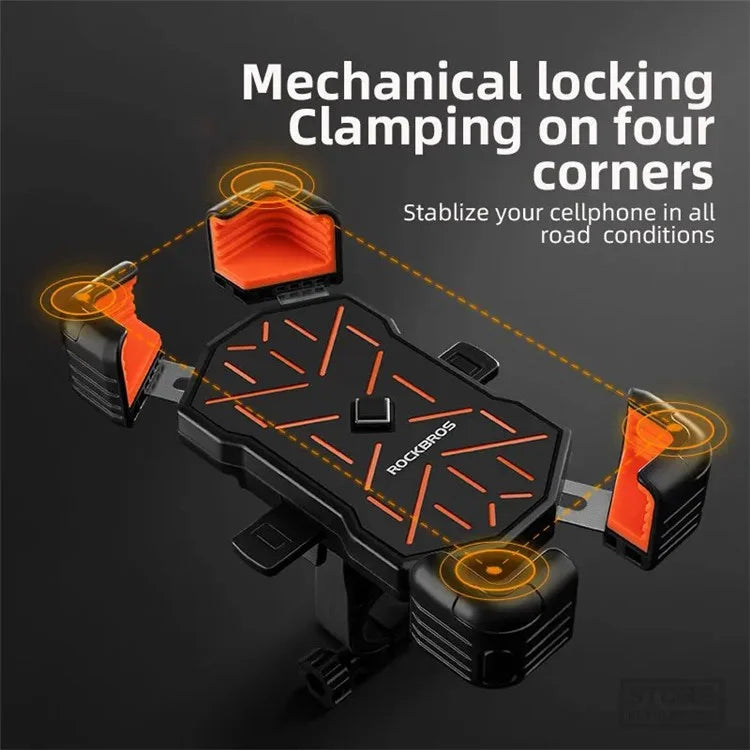 ROCKBROS HW-117 E-Bike Cell Phone Holder Motorcycle Bicycle Quick-Release Phone Bracket for 4.5"-7.2" Devices