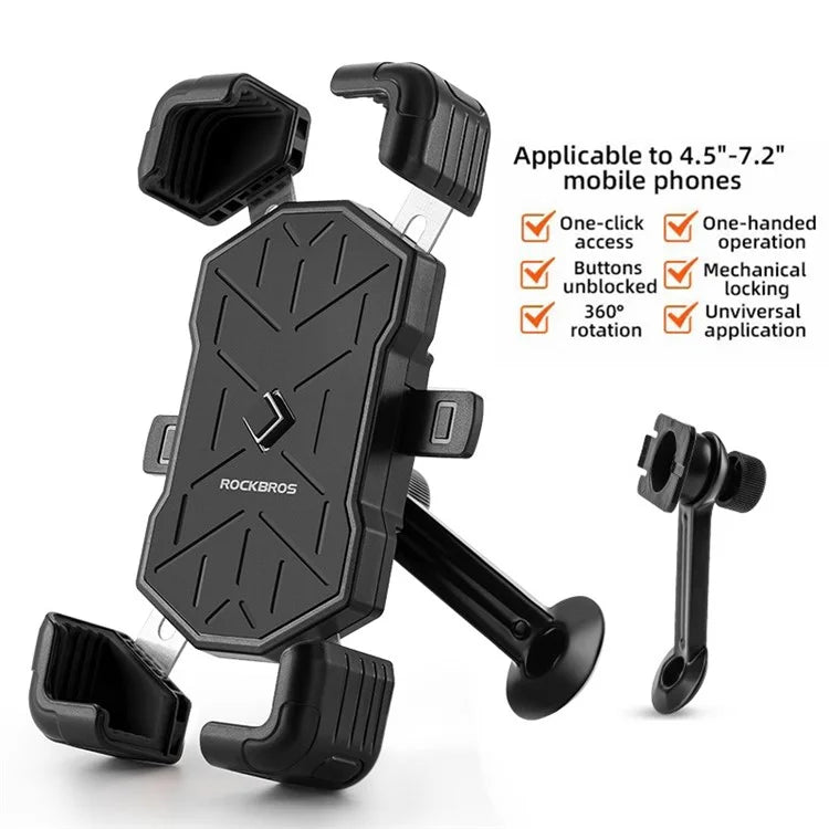 ROCKBROS HW-117 E-Bike Cell Phone Holder Motorcycle Bicycle Quick-Release Phone Bracket for 4.5"-7.2" Devices