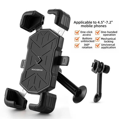 ROCKBROS HW-117 E-Bike Cell Phone Holder Motorcycle Bicycle Quick-Release Phone Bracket for 4.5"-7.2" Devices