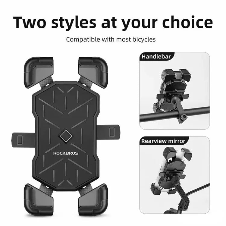 ROCKBROS HW-117 E-Bike Cell Phone Holder Motorcycle Bicycle Quick-Release Phone Bracket for 4.5"-7.2" Devices