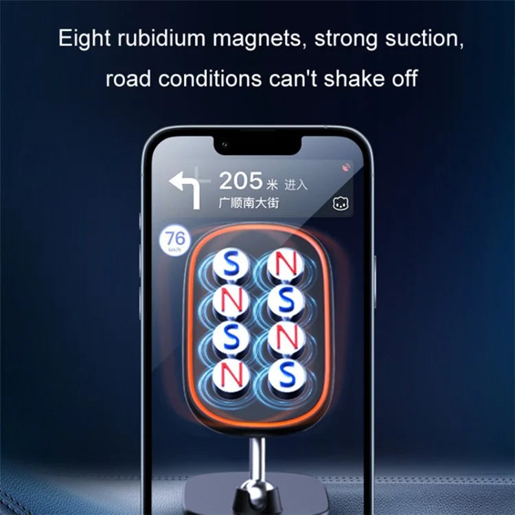 Aluminum Alloy+Silicone Magnetic Adsorption Car Navigation Folding Phone Holder Bracket