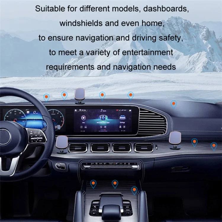 Aluminum Alloy+Silicone Magnetic Adsorption Car Navigation Folding Phone Holder Bracket