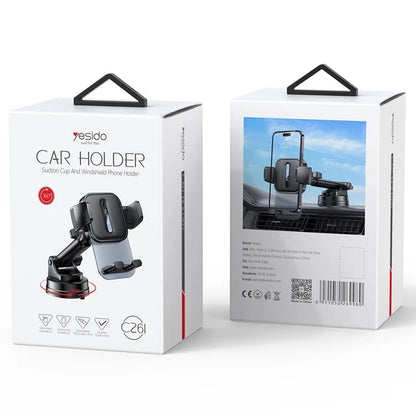 YESIDO C261 Telescopic Arm Car Phone Holder with Suction Cup Base for 4.7-7.2 Inch Mobile Phones